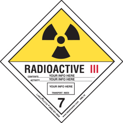 Radioactive III Label, Shipping Name, PVC-Free Film