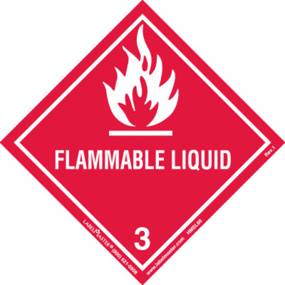 Flammable Liquid Label, Worded, PVC-Free Film, Roll of 500 