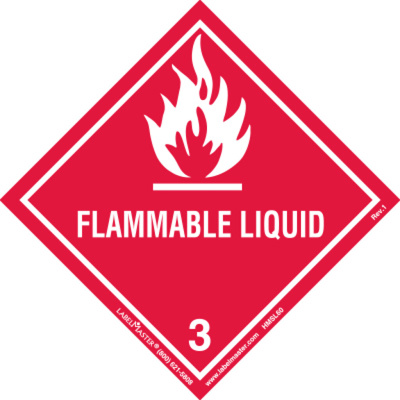 Flammable Liquid Label, Worded, PVC-Free Film, Pack of 25 
