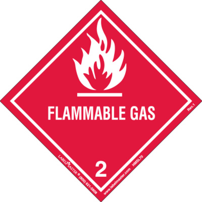 Flammable Gas Label, Worded, PVC-Free Film, Pack of 25 