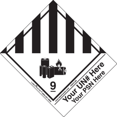 Personalized Hazard Class 9 Lithium Battery Label, Standard Tab, PVC-Free Film