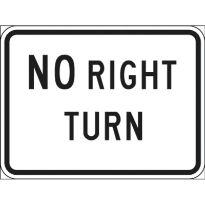No Right Turn Sign, 24" x 18", Engineer Grade