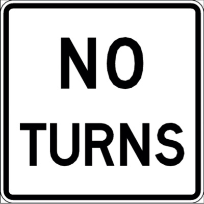 No Turn Sign, 48" x 48", Engineer Grade