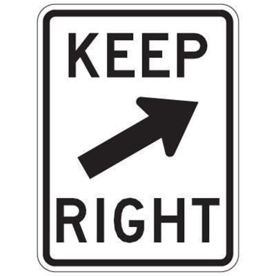 Keep Right Sign, 12" x 18", High Intensity Prismatic