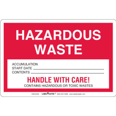 Hazardous Waste Label, PVC-Free Film Stock