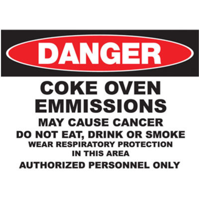 Coke Oven Emissions Sign, 10" x 14", Recycled Aluminum