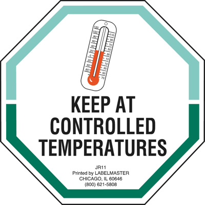 Keep At Controlled Temperatures Label, Paper, 3" x 3"