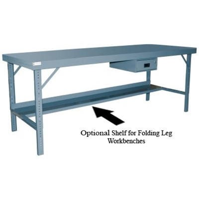 Steel Folding Leg Workbench, Shelf, 72"W x 12"D
