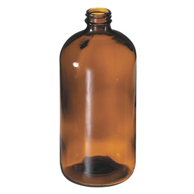 Boston Round Bottle, 32 oz, 33/400 Mouth Size, PVC Coated Amber