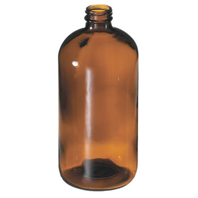Boston Round Bottle, 32 oz, 33/400 Mouth Size, Non-Coated Amber