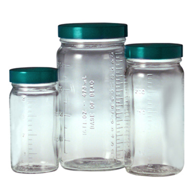 16 oz. (480ml) Clear Graduated Medium Round with 70-400 Green Thermoset F217 & PTFE Lined Cap