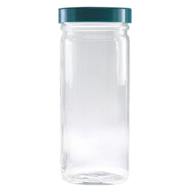 8 oz. (240ml) Clear Tall Straight Sided Round Jar with 58-400 Green Thermoset F217 & PTFE Lined Cap