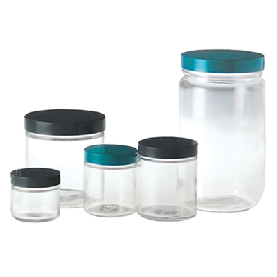 32 oz. (960ml) Clear Straight Sided Round Jar with 89-400 Green Thermoset F217 & PTFE Lined Cap