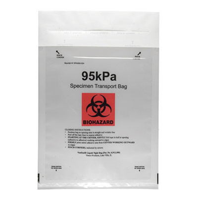 Biohazard 95 kPa Pressure Bags, 10 1/4" x 14" (I.D.)  Large