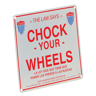 Wheel Chock Warning Sign, Aluminum, 11.75"W x 9.75"H