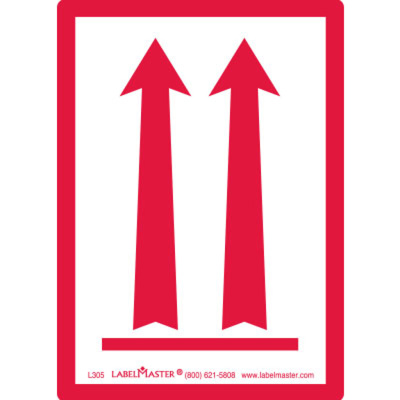 Red Arrows Up Air Label, Paper 2 15/16" x 4 1/8"