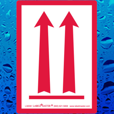 Red Arrows Up Air Label, Paper for Wet Applications