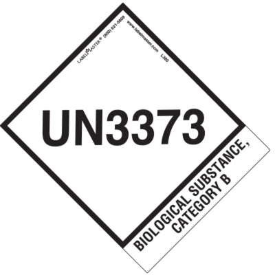 UN3373 Label, With Tab, 4" x 4 3/4"