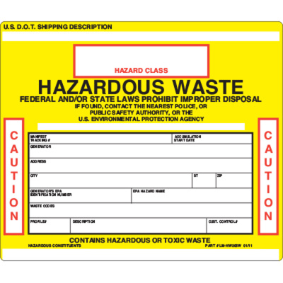 Hazardous Waste Label, State/Federal