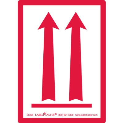Red Arrows Up Air Label, PVC-Free Film 2 15/16" x 4 1/8"