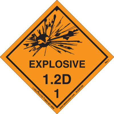 Explosive 1.2 D Label, Vinyl, Roll of 500 
