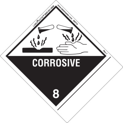 Corrosive Label, Blank, Shipping Name, Paper, Standard Tab 