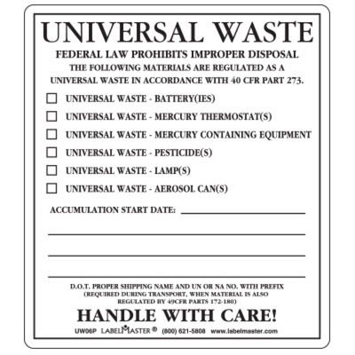 Universal Waste Label, Personalized  PVC-Free Film Stock