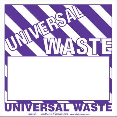 Universal Waste Label, Blank, No Ruled Lines Stock PVC-Free Film