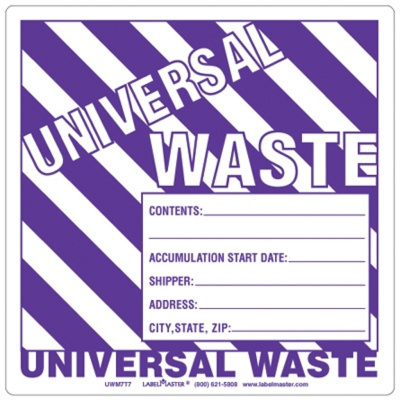 Universal Waste Label w/Generator Info, Ruled Lines, Thermal Paper