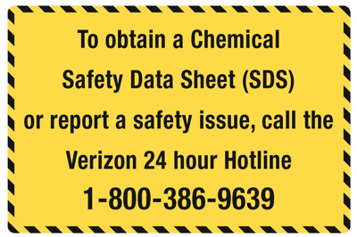 Verizon Obtaining A Safety Data Sheet Label, 4" x 6" Permanent Adhesive Vinyl, Pack of 100