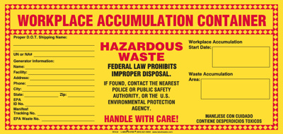 Accumulation Hazardous Waste 2-in-1 Label, Stock PVC-Free Film