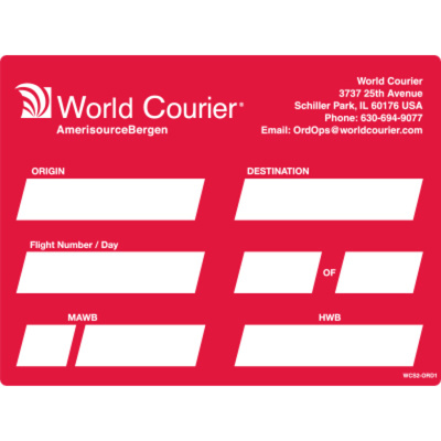 World Courier ORD Destination Label 6” x 8” Semi-Gloss Paper, Roll of 500