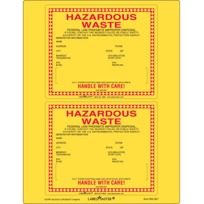 Standard Waste Label, Laser Paper, 6" x 6", 25 Sheets per Pack