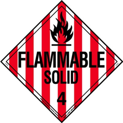 Flammable Solid Placard, Worded, Removable Vinyl, Pack of 25