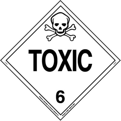 Toxic Placard, Worded, Removable Vinyl, Pack of 25