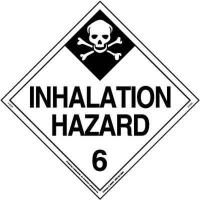 Inhalation Hazard 6 Placard, Worded, Removable Vinyl, Pack of 25