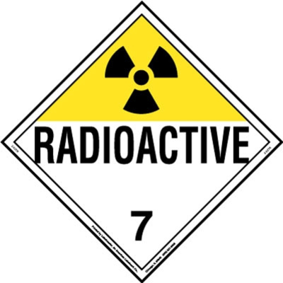 Radioactive Placard, Worded, Removable Vinyl, Pack of 25