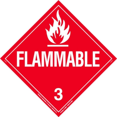 Flammable Liquid Placard, Worded, Permanent Vinyl, Pack of 25