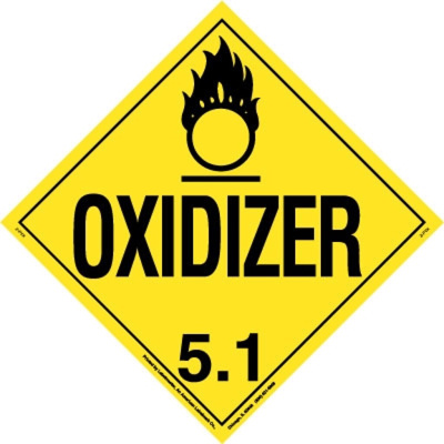 Oxidizer Placard, Worded, Permanent Vinyl, Pack of 25