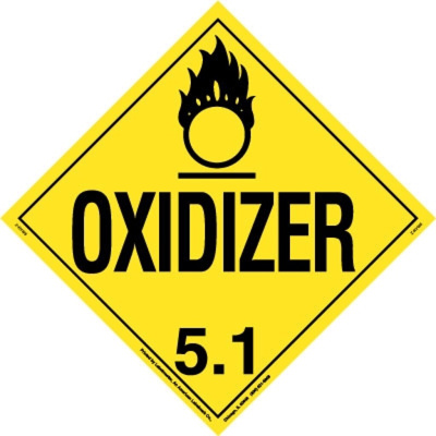 Oxidizer Placard, Worded, Rigid Vinyl, Pack of 25