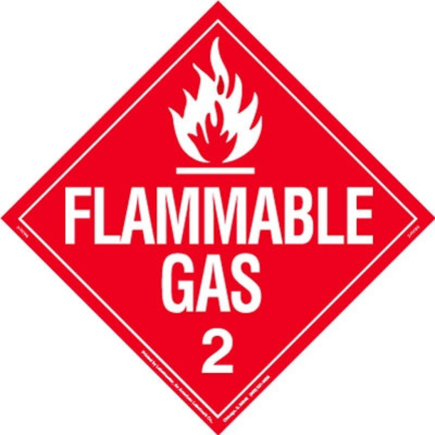 Flammable Gas Placard, Worded, Rigid Vinyl, Pack of 25