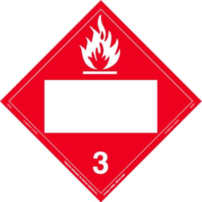 Flammable Liquid Placard, Blank, Removable Vinyl, Pack of 25