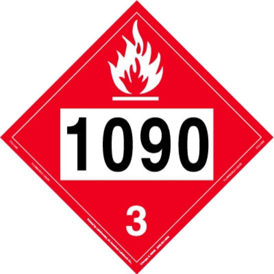 Flammable Liquid Placard, UN 1090, Tagboard, Pack of 25