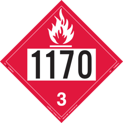 Flammable Liquid Placard, UN 1170, Tagboard, Pack of 25