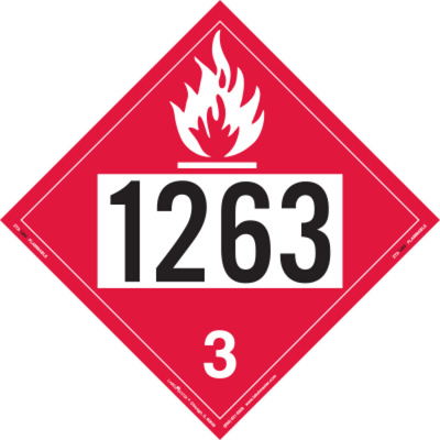 Flammable Liquid Placard, UN 1263, Tagboard, Pack of 25
