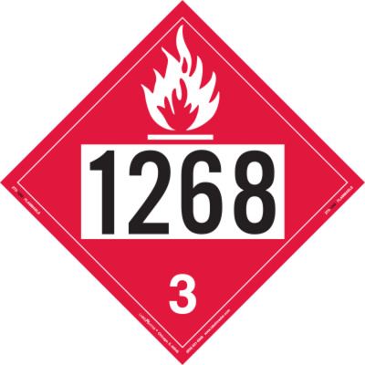 Flammable Liquid Placard, UN 1268, Tagboard, Pack of 25