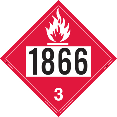 Flammable Liquid Placard, UN 1866, Tagboard, Pack of 25