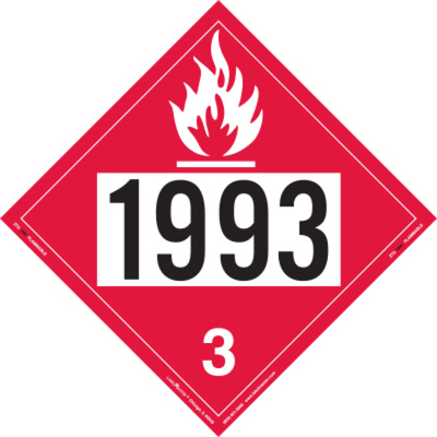 Flammable Liquid Placard, UN 1993, Tagboard, Pack of 25