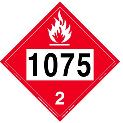 Flammable Gas Placard, UN 1075, Tagboard, Pack of 25