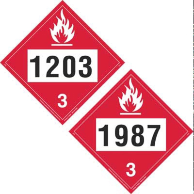 Two-Sided 4-Digit Placard, 1203 Gasoline/1987 Alcohols, N.O.S., Rigid Vinyl, Pack of 25